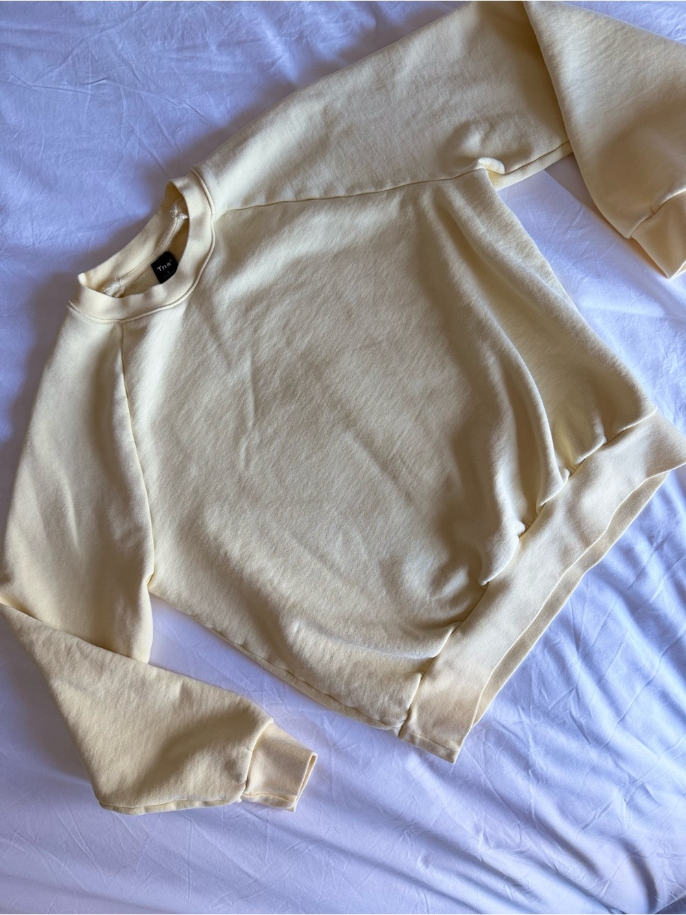 TNA ARITZIA Butter Yellow Crewneck Cozy Sweatshirt SMALL